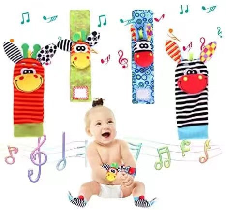 Baby cartoon animal wrist bell shaking socks, new children's wrist strap socks cover