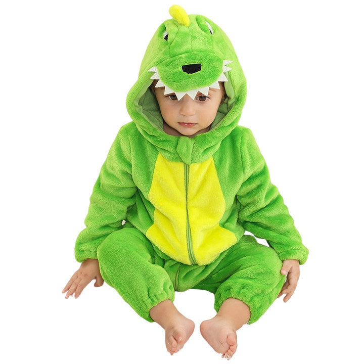 New children's flannel crawling clothes, baby jumpsuit, baby pajamas, cross-border dinosaur jumpsuit