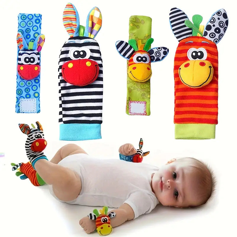 Baby cartoon animal wrist bell shaking socks, new children's wrist strap socks cover